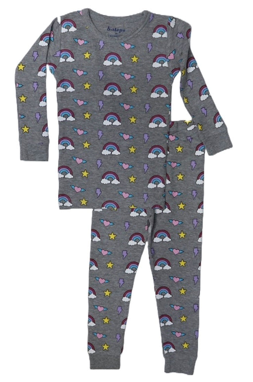 Kids Printed Thermal Pajamas - Heather Rainbow (8466717835548)