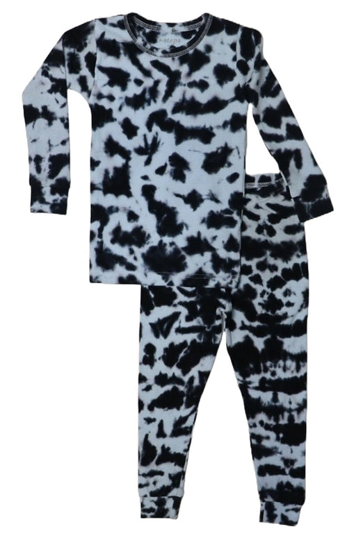 Kids Printed Thermal Pajamas -  Blue Tie Dye (8466742935836)