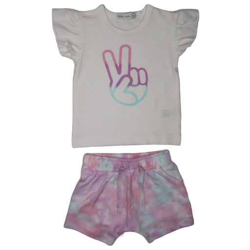 Baby Tee and Shorts Set - Peace Out Smiley (8375017341212)