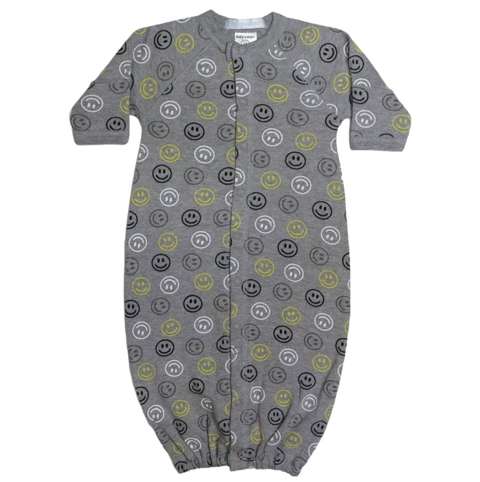 BS FW23 Baby Converter Gown - Yellow Smile on Grey (8206928642332)