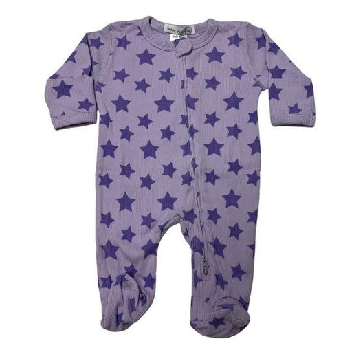 Baby Zipper Footie - Tonal Lilac Stars (8970181214492)