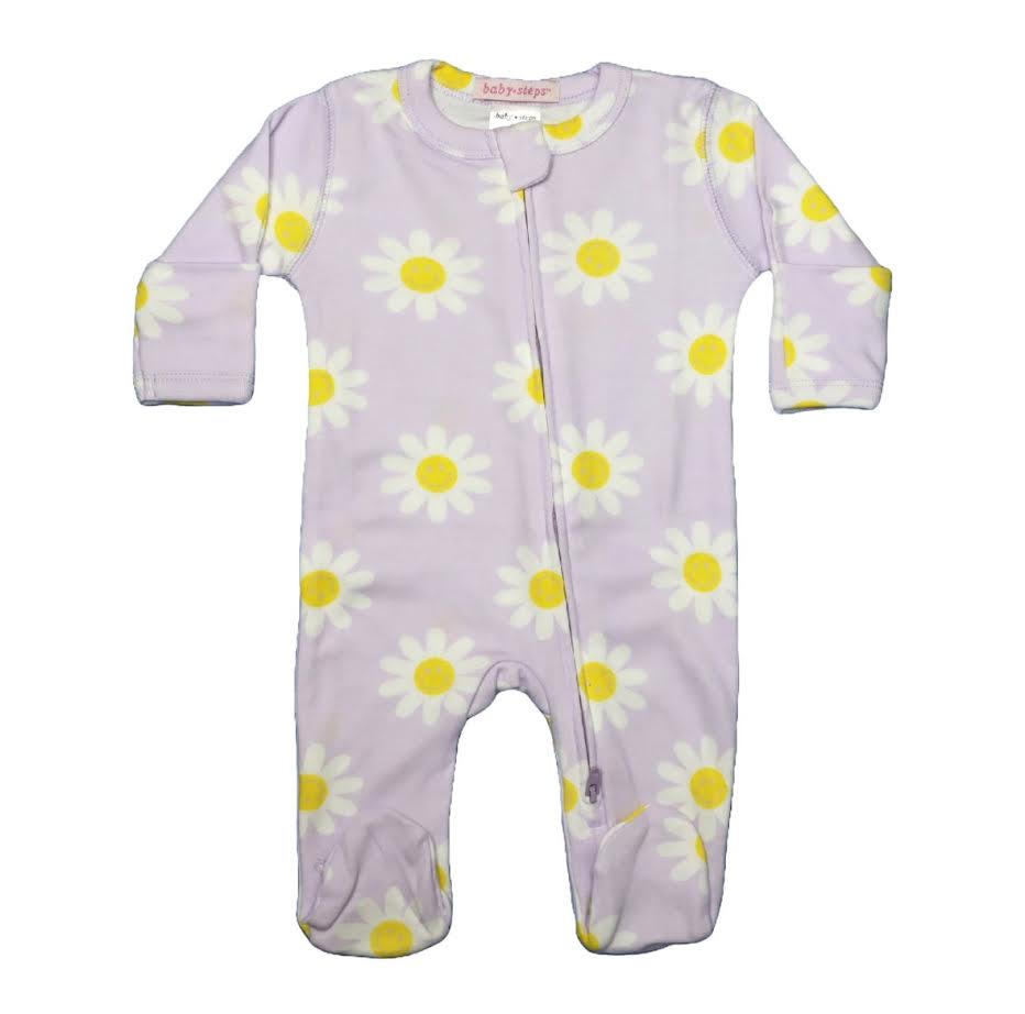 Baby Zipper Footie - Smile Daisy (8986898923804)