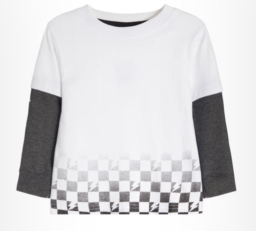 Kids Long Sleeve Thermal 2FER Shirt - Checkered Bolts (8942131282204)