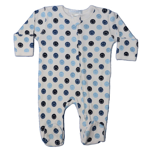 Baby Zipper Footie - Blue Smile (8986991165724)