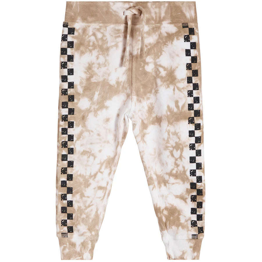 Kids Tie Dye Jogger Pants - Stone Check (8947022561564)