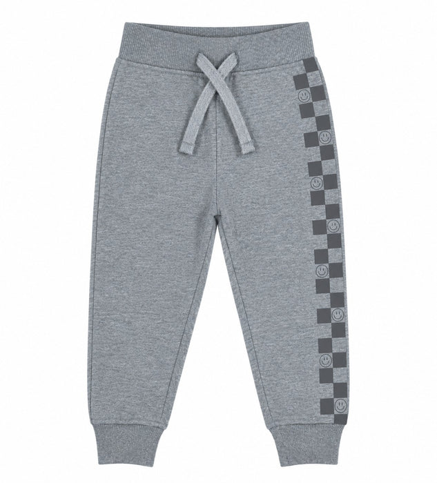 Kids Smile Check Jogger Pants - Heather
