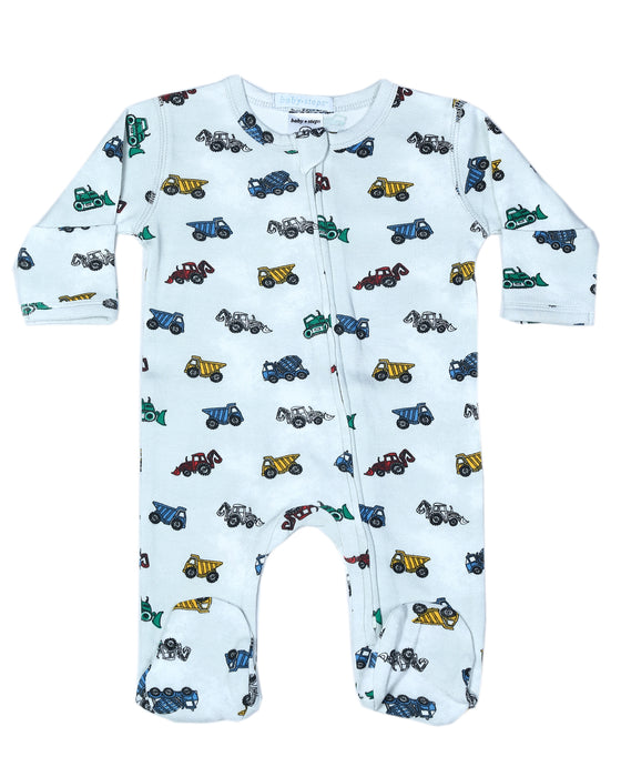 Two-Way Zipper Footie - Construction Trucks (10593046135068) (10152891711772)