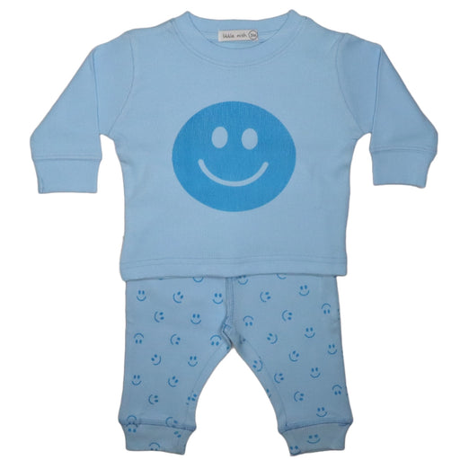 Baby Long Sleeve Shirt and Pants Set - Blue Smile (8173850362140)