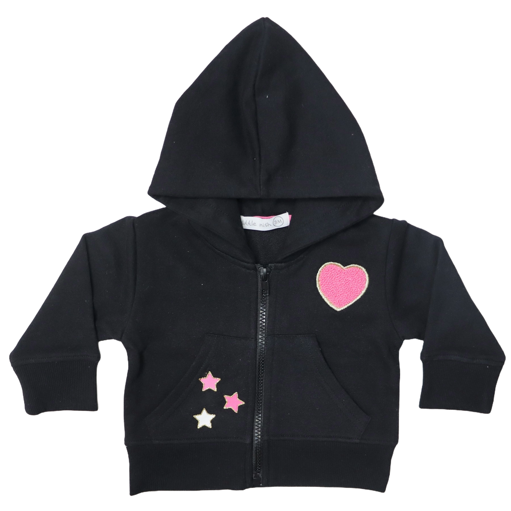 Baby Zip Hoodie - Glitter Patches (8973459161372)