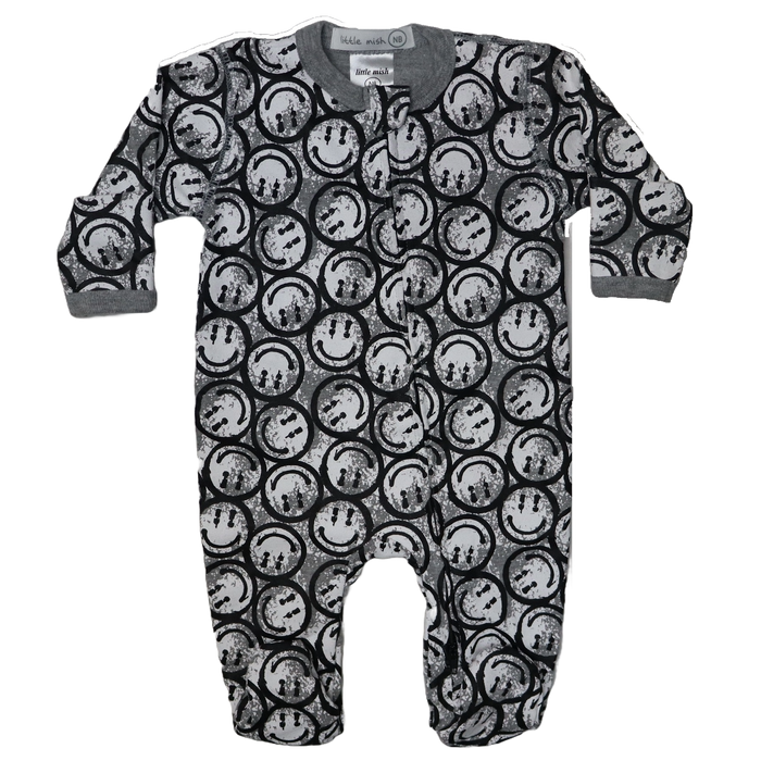 Baby Zipper Footie - Happy Graffiti (9173387116828)