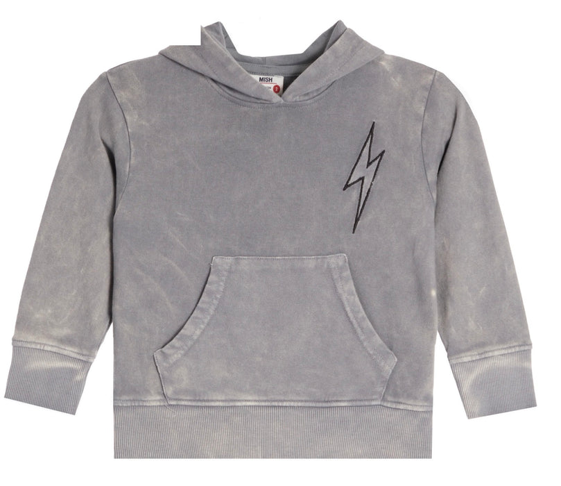 Kids Bolt Enzyme French Terry Hoodie - Coal