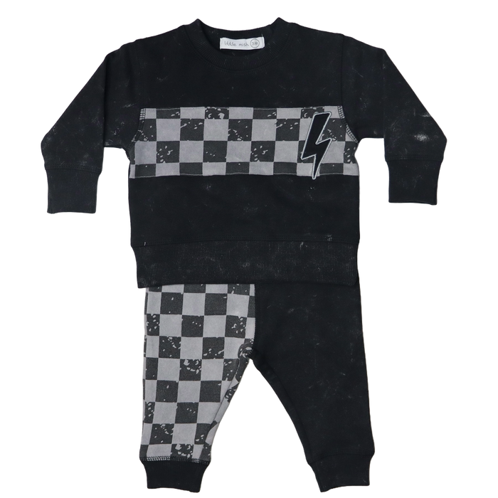 Baby Long Sleeve Tee and Pant Set - Checker Guitar Enzyme (8970228629788)