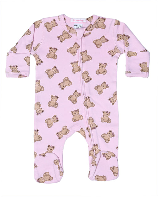 Two-Way Zipper Footie - Bow Bears (10598352355612) (10148243734812)