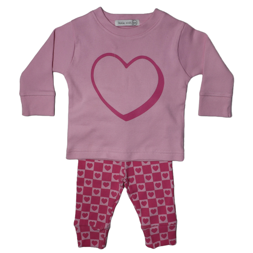 Baby Long Sleeve Tee and Pant Set - Tonal Check Pink (8973821739292)