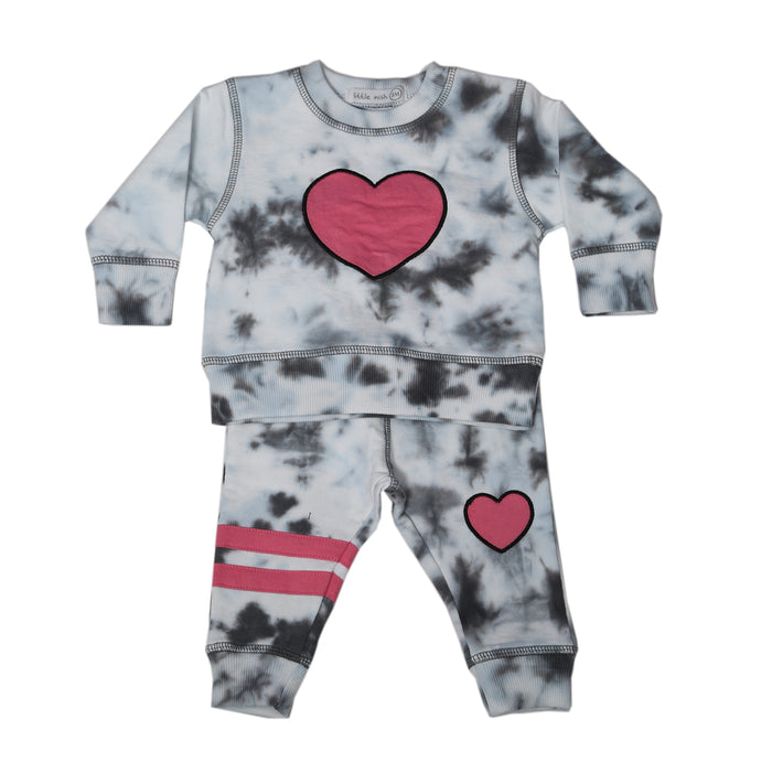 Baby Long Sleeve Tee and Pant Set - Heart Tie Dye (8973806272796)