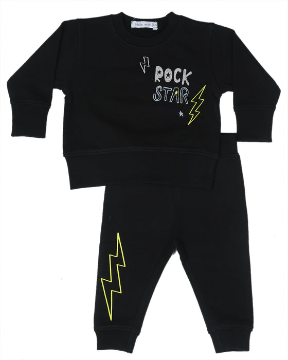Toddler Rock Doodles French Terry Set - Black