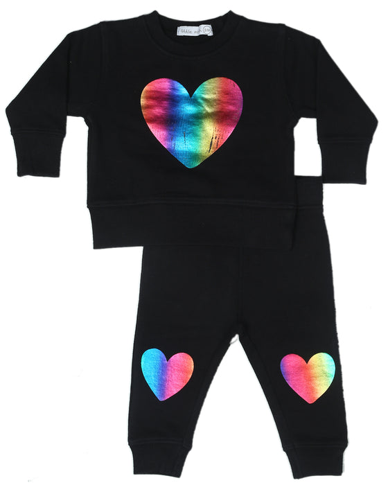 Toddler Sweat Set - Rainbow Foil Heart