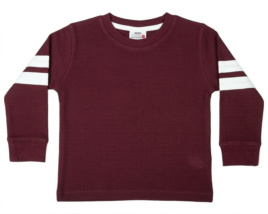 Kids Thermal Shirt - Burgundy with Sand Taping