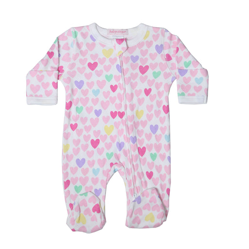 Baby Zipper Footie - Pastel Hearts (8491290231068)
