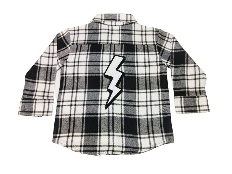 Kids Long Sleeve Flannel Shirt - Checker Bolt (8942309769500)