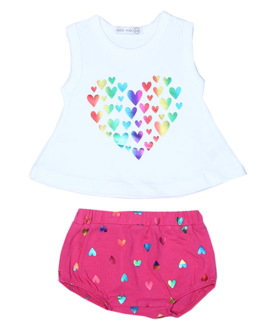 SD4782 Baby Swing Diaper Set - Rainbow Foil Heart (10141576429852) (10587310096668)