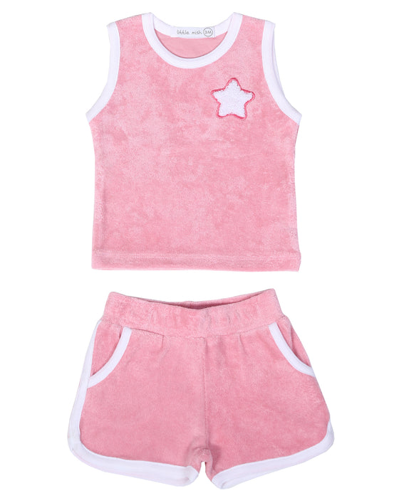 Baby Terry Set - Chenille Star Patch - Pink
