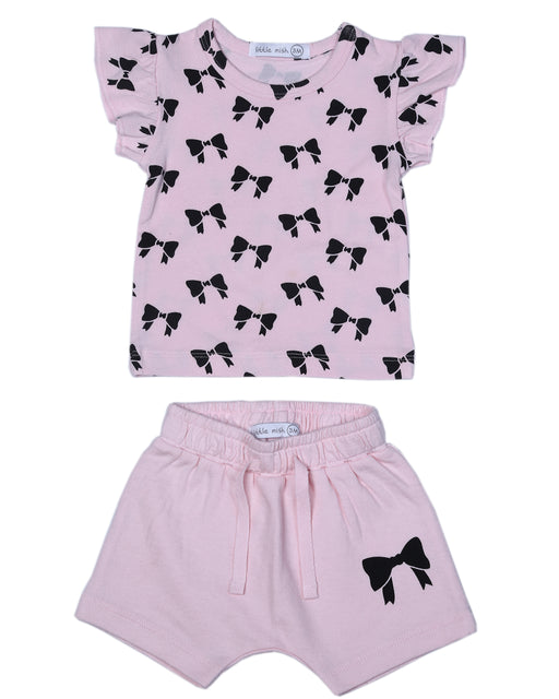 SS4786 Baby Tee and Shorts Set - Bows (10146339881244) (10587254948124)
