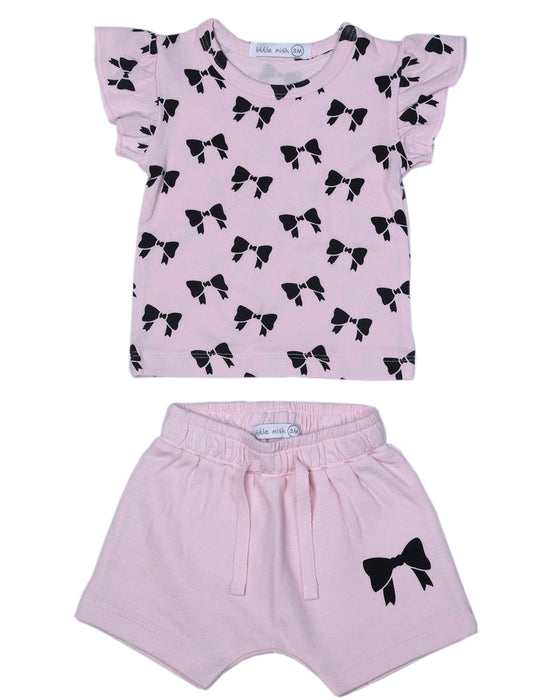 SS4786 Baby Tee and Shorts Set - Bows (10146339881244) (10587254948124)