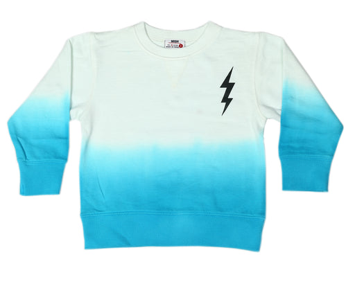 E26425 Turq Bolt Dip Dye Crew Neck Sweatshirt (10153634562332) (10591518589212)