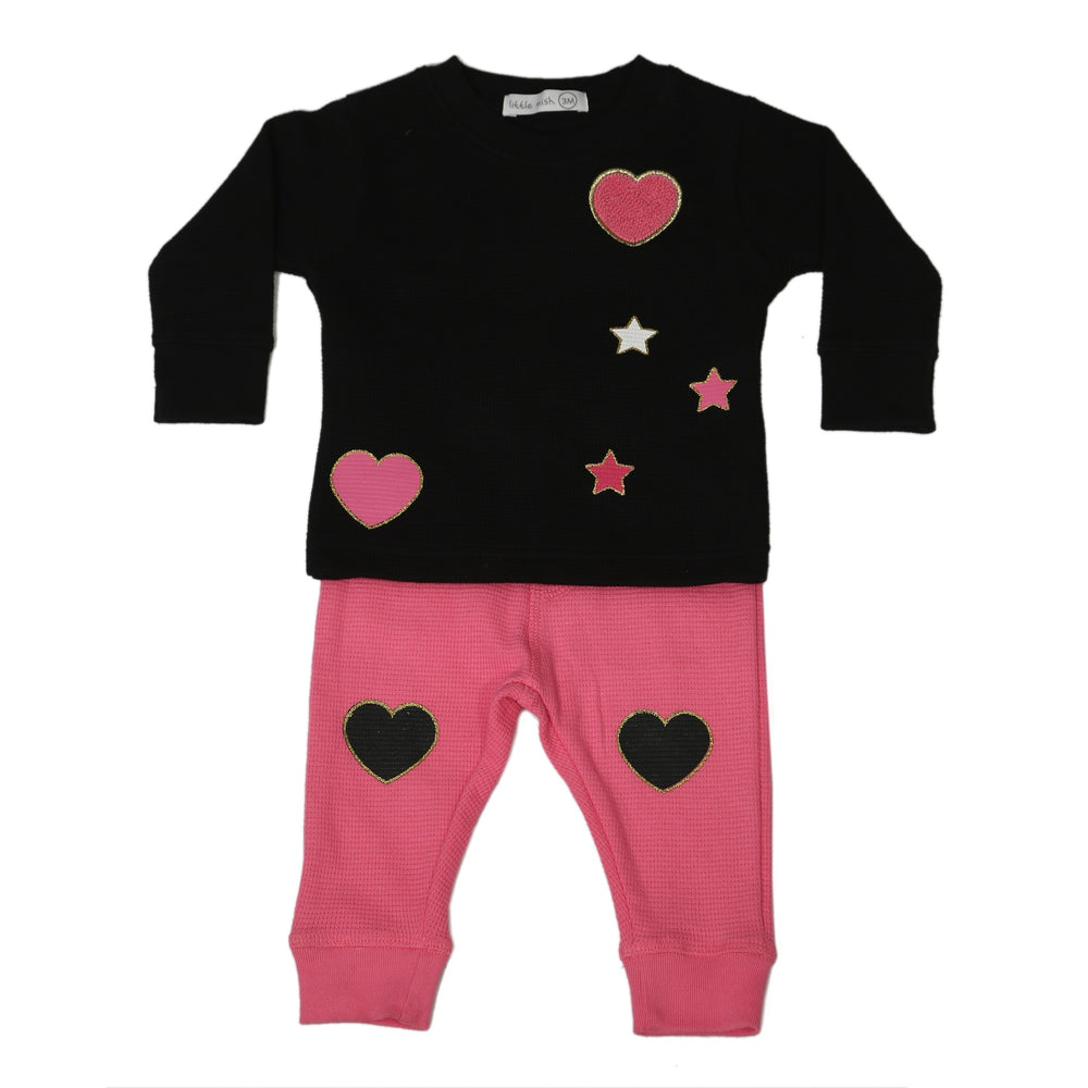 Baby Long Sleeve Tee and Pant Set - Glitter Patches (8973768294684)