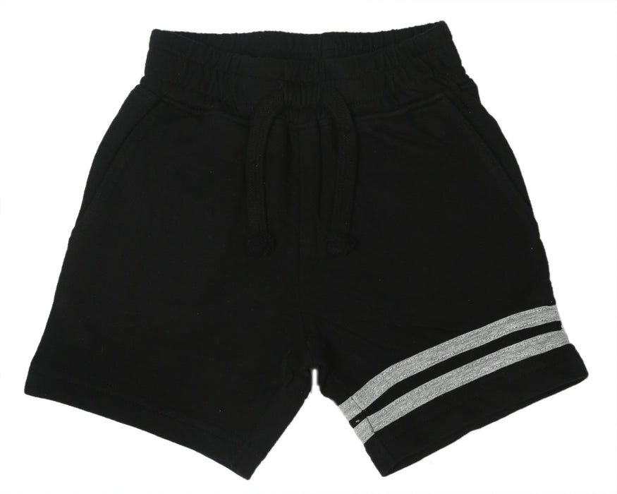 E35620 Black w Stripes Sweat Shorts (10119358021916) (10591521341724)