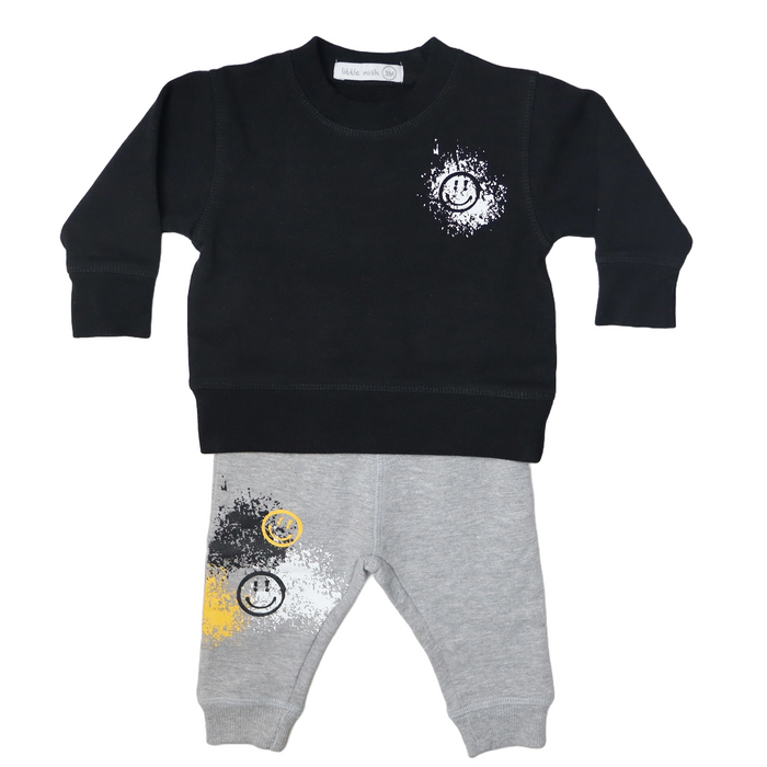 Baby Long Sleeve Tee and Pant Set - Happy Graffiti (8970211688732)