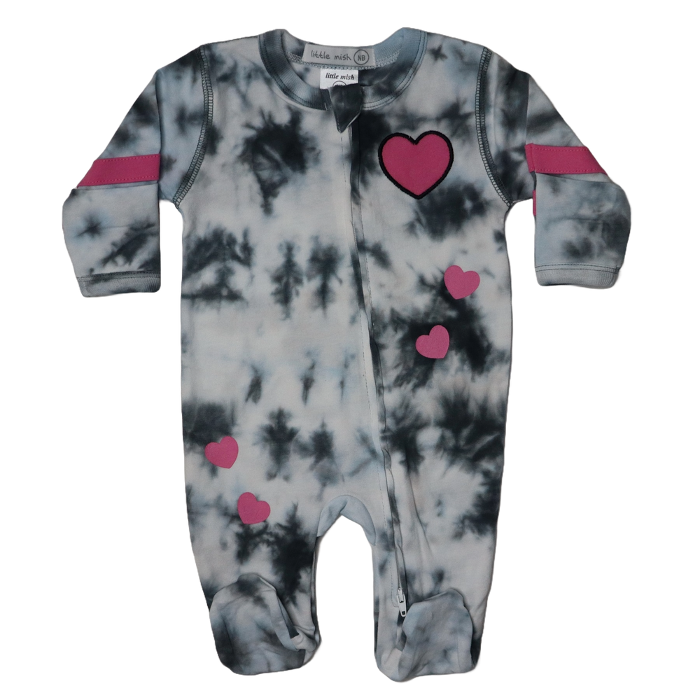 Baby Zipper Footie - Heart Tie Dye (8970177151260)