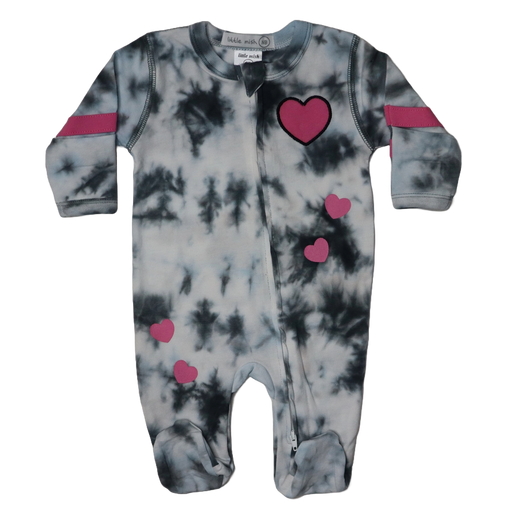 Baby Zipper Footie - Heart Tie Dye (8970177151260)