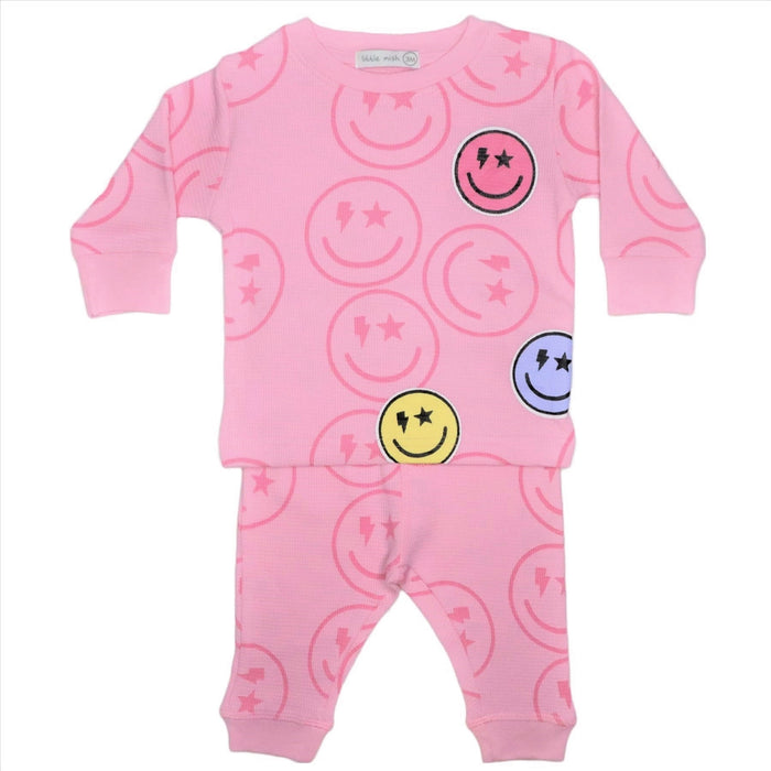 Baby Thermal Long Sleeve Shirt and Pants Set - Drippie Smiles Thermal (8173606338844)