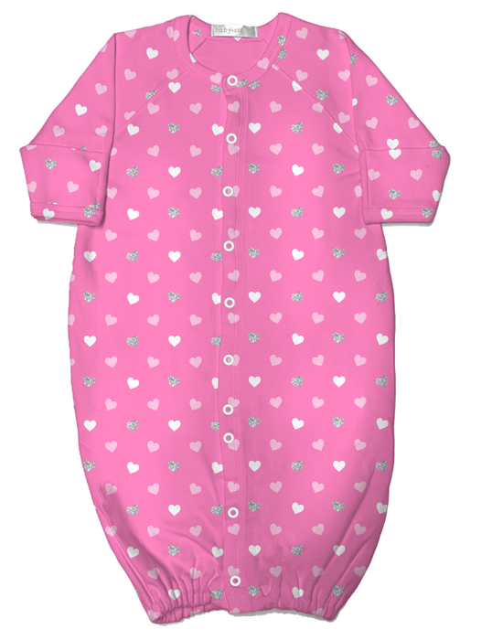 Baby Converter Gown - Pink Glitter Hearts