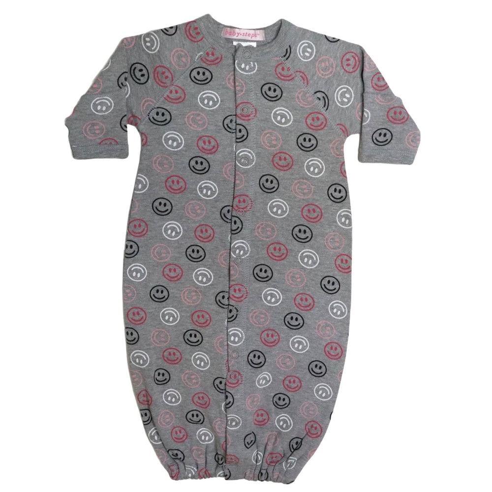 BS FW23 Baby Converter Gown - Pink Smile on Grey (8207476982044)