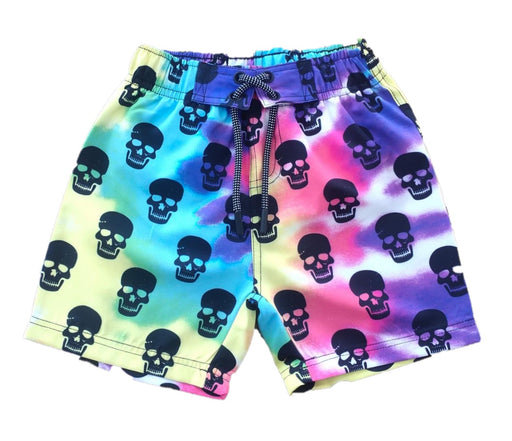 Baby Swim Board Shorts- Tie Dye Skull (8897178698012)
