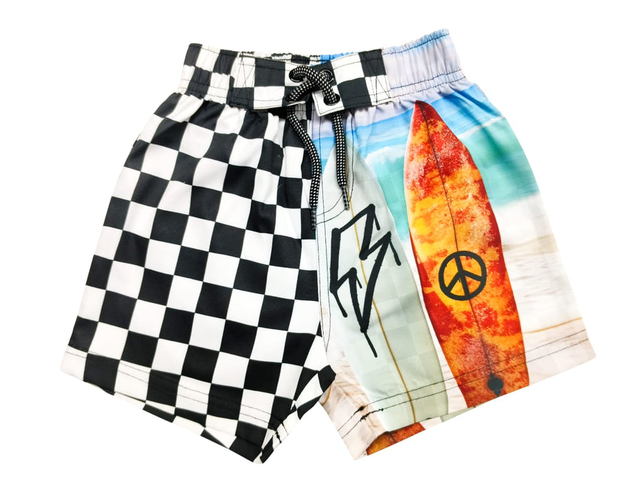 Baby Swim Board Shorts - Surf Check Black (10159691235612) (10159618752796) (10591515672860) (10591516131612)