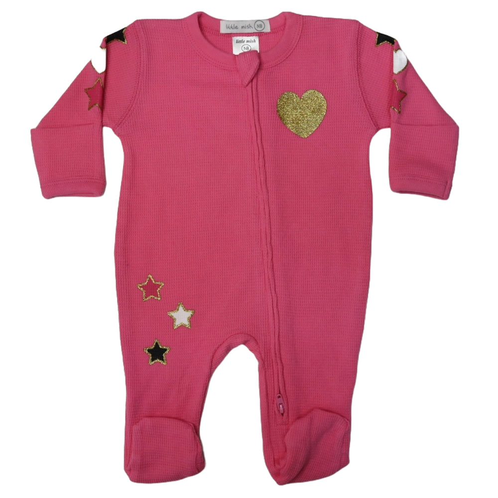 Baby Zipper Footie - Glitter Patches (8970167222556)