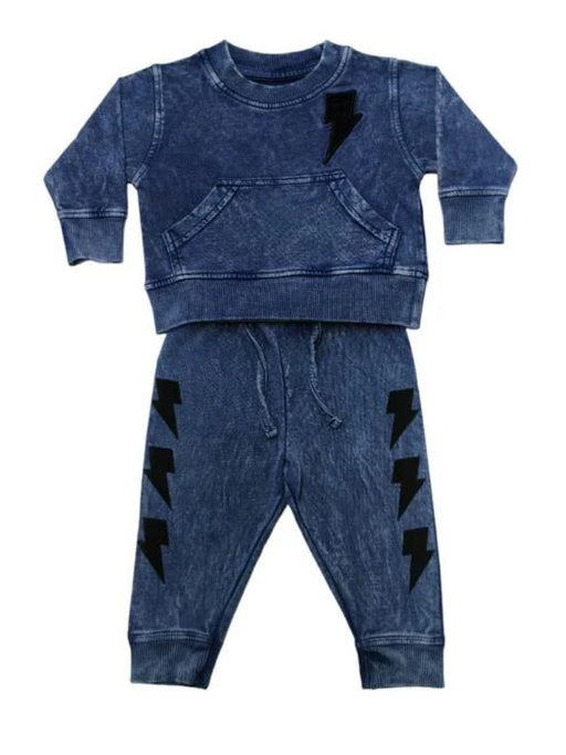 Baby Long Sleeve Tee and Legging Set - Distressed Denim (8973536690460)