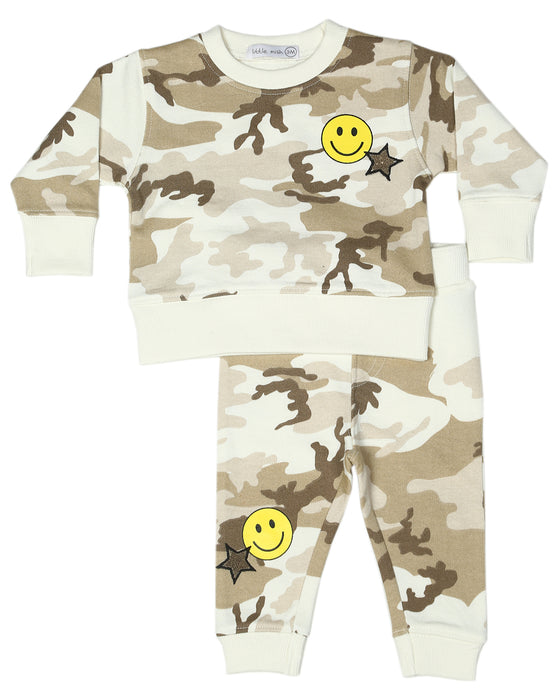 Baby Camo Smiley Patches Set - Sand