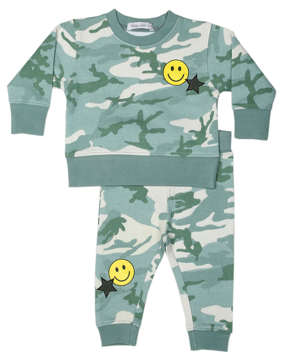Toddler Camo Smiley Patches Set - Olive