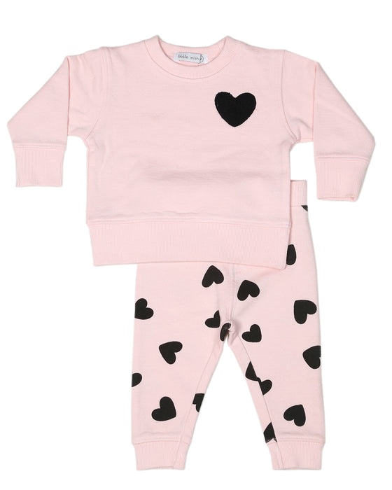 Toddler Chenille Heart Sweat Set - Pink