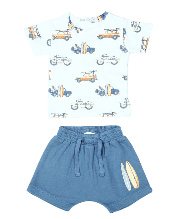 SS3784 Baby French Terry Tee and Shorts Set -  Surf (10146552512796) (10587174338844)