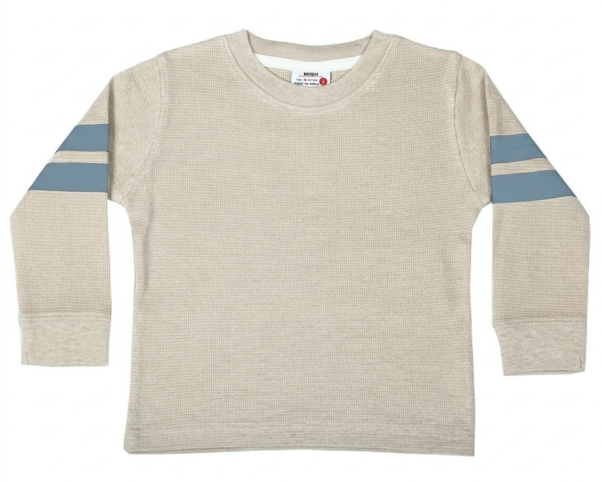 Kids Thermal Shirt - Oatmeal/Dusty Blue