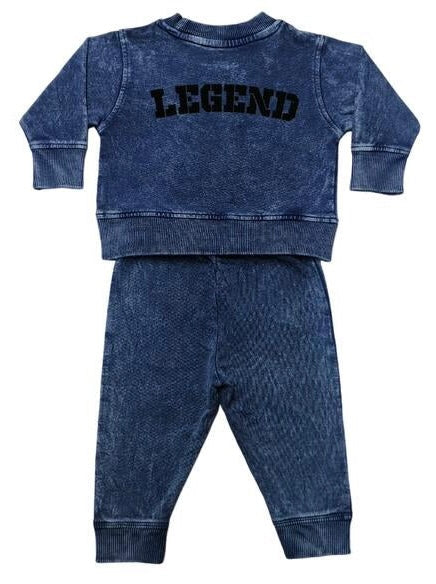 Baby Long Sleeve Tee and Legging Set - Distressed Denim (8973536690460)