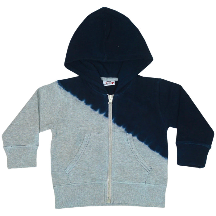 E26332 Kids Diagonal Dip Dye Zip Hoodie - Heather/Navy (9999133802780) (10633480306972)