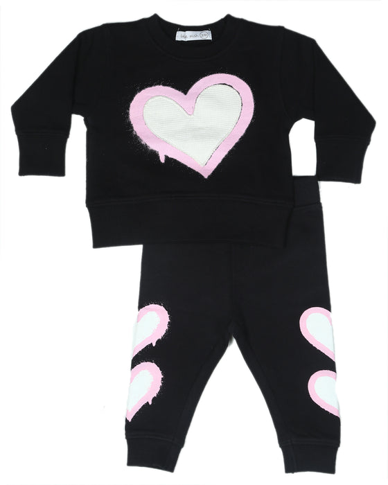 Toddler Graffiti Heart Set - Black