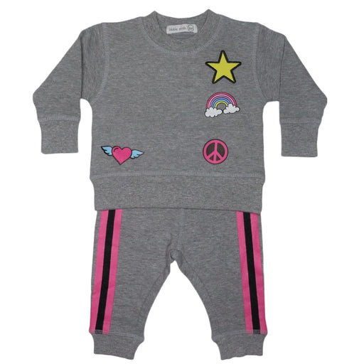 Baby Long Sleeve Shirt and Pants Set - Rainbow Patch French Terry (8173629276444)